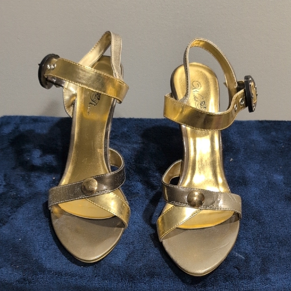 Guess Gold and Silver Heels with Ankle Strap